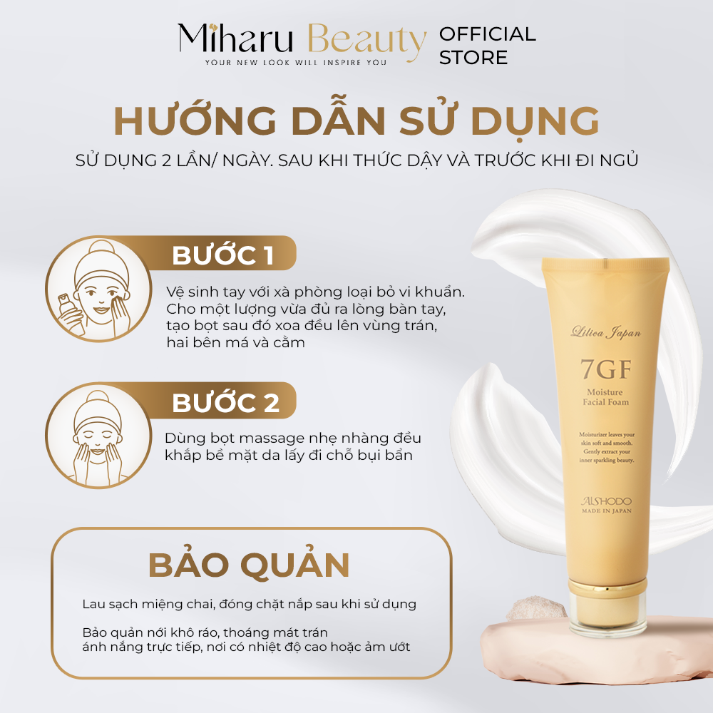 Hướng dẫn sử dụng sữa rửa mặt - 7gf moisture facial foam