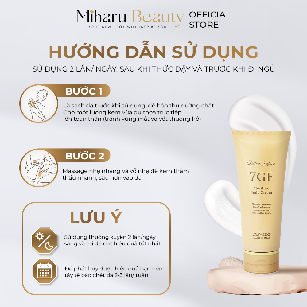 Hướng dẫn sử dụng sữa dưỡng thể 7gf